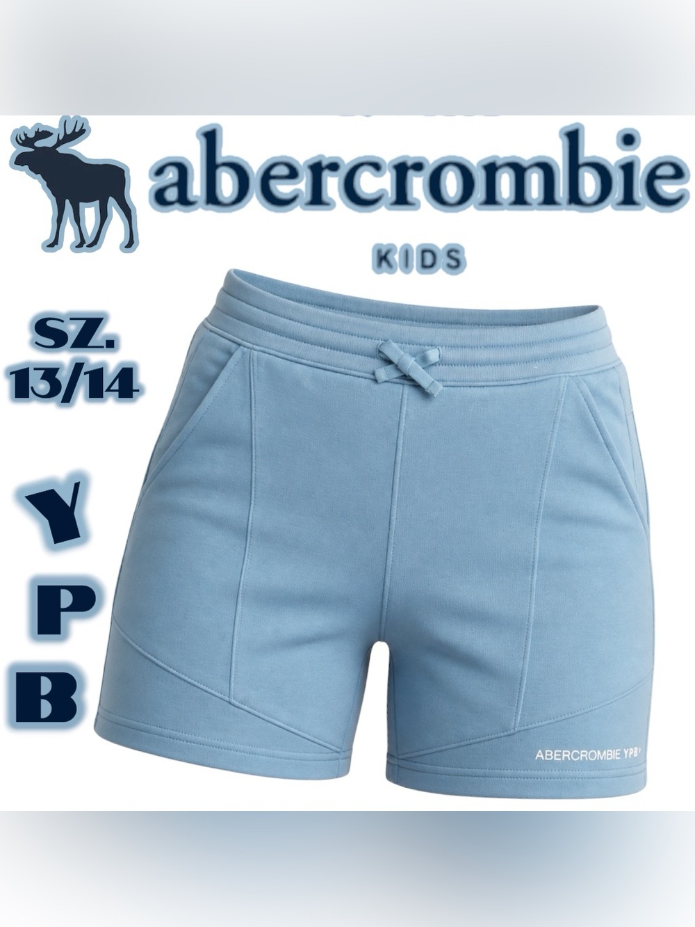NWOT Abercrombie Kids YPB Blue Fleece Drawstring Sweatshorts SZ. 13/14 (XL)